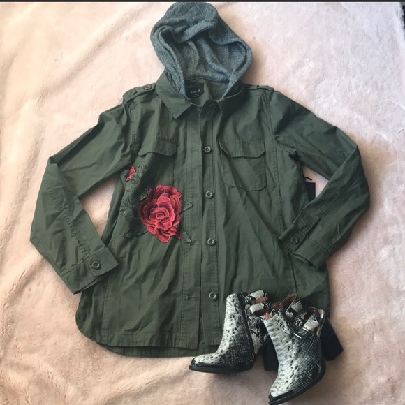 Jackets & Blazers - Rose Detail Utility Jacket